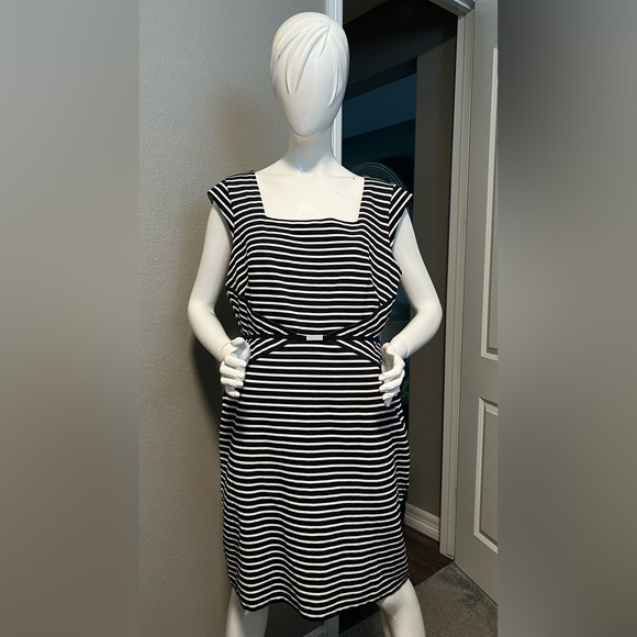 Ann Taylor Blue and White Sleeveless Sheath Dress size 16 - Picture 1 of 13
